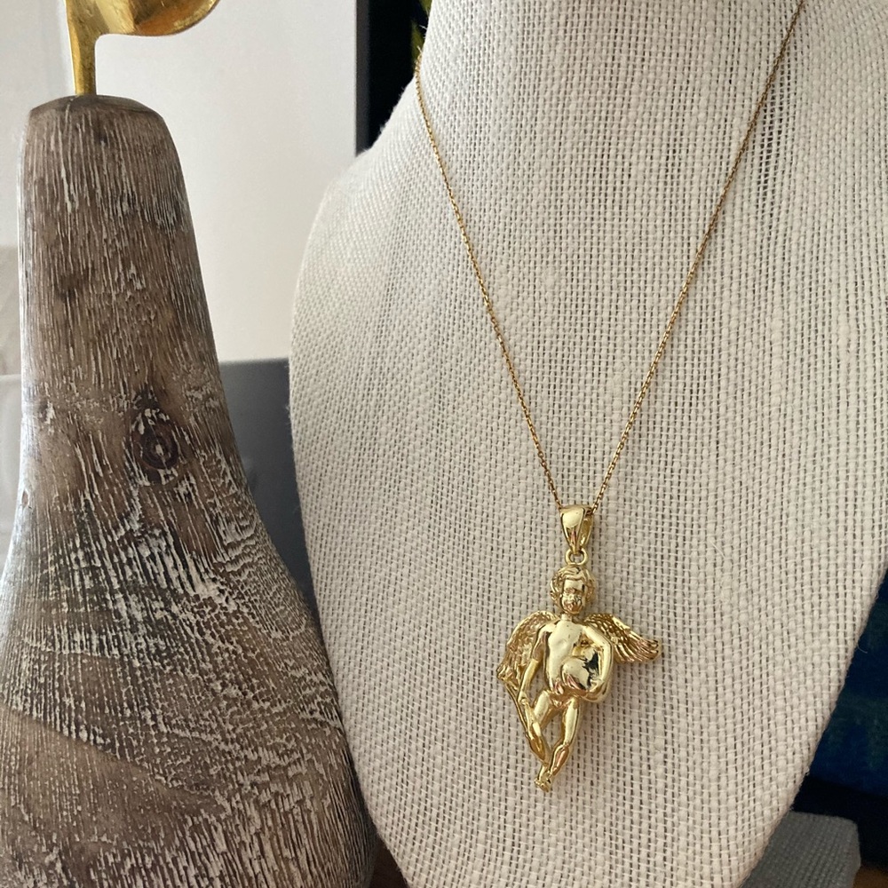 SALE King Ice Cupid 24k Gold necklace NEW